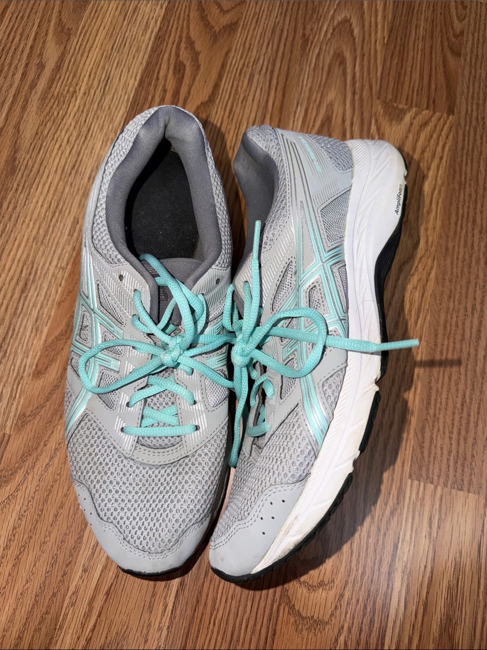 ASICS Light Gray and Teal Women's Athletic Running Shoes